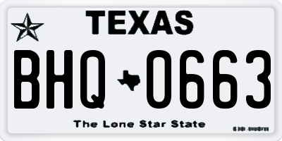 TX license plate BHQ0663
