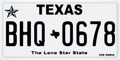 TX license plate BHQ0678