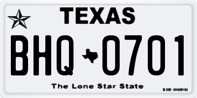 TX license plate BHQ0701