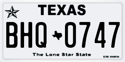 TX license plate BHQ0747
