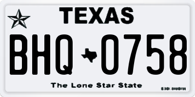 TX license plate BHQ0758