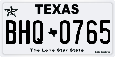 TX license plate BHQ0765