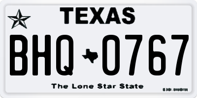 TX license plate BHQ0767