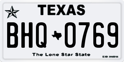TX license plate BHQ0769