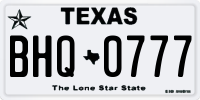 TX license plate BHQ0777