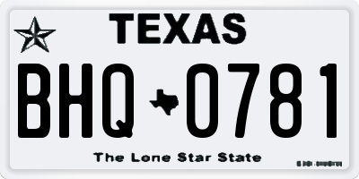 TX license plate BHQ0781