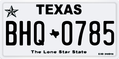 TX license plate BHQ0785