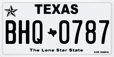 TX license plate BHQ0787