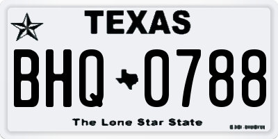 TX license plate BHQ0788