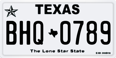 TX license plate BHQ0789