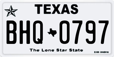 TX license plate BHQ0797