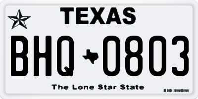 TX license plate BHQ0803