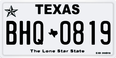 TX license plate BHQ0819