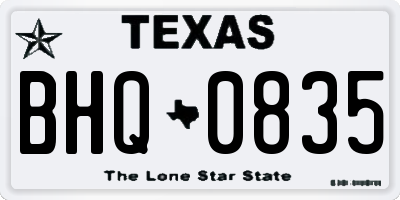 TX license plate BHQ0835