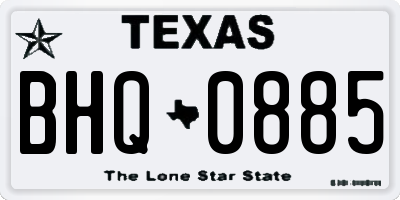 TX license plate BHQ0885