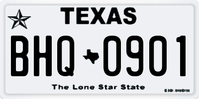 TX license plate BHQ0901