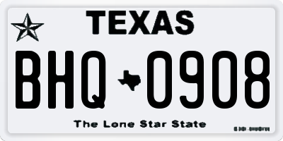 TX license plate BHQ0908