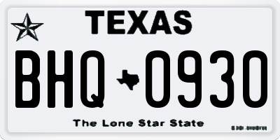 TX license plate BHQ0930