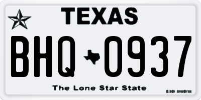 TX license plate BHQ0937