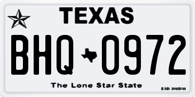 TX license plate BHQ0972