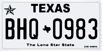 TX license plate BHQ0983