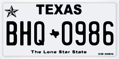 TX license plate BHQ0986