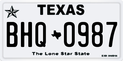 TX license plate BHQ0987