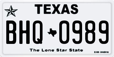 TX license plate BHQ0989