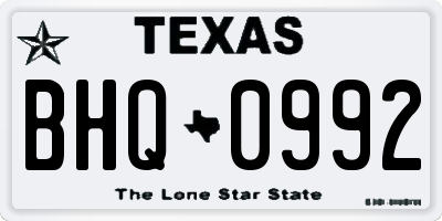 TX license plate BHQ0992