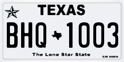TX license plate BHQ1003