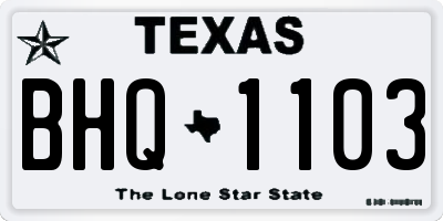 TX license plate BHQ1103