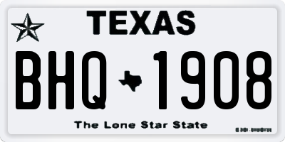 TX license plate BHQ1908