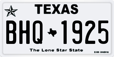 TX license plate BHQ1925