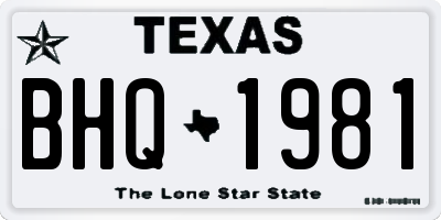TX license plate BHQ1981