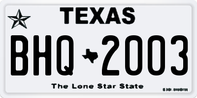 TX license plate BHQ2003