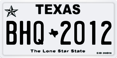 TX license plate BHQ2012