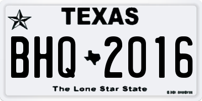 TX license plate BHQ2016