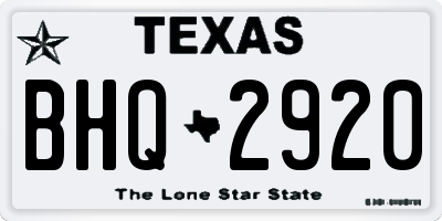 TX license plate BHQ2920