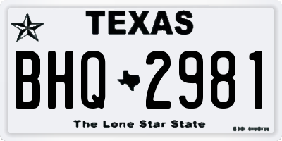 TX license plate BHQ2981