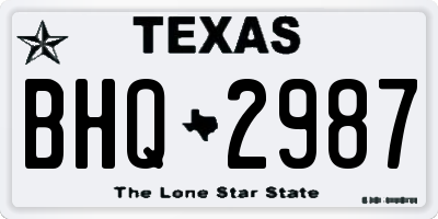 TX license plate BHQ2987