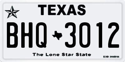 TX license plate BHQ3012