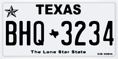 TX license plate BHQ3234