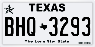 TX license plate BHQ3293