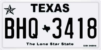 TX license plate BHQ3418