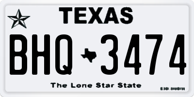 TX license plate BHQ3474