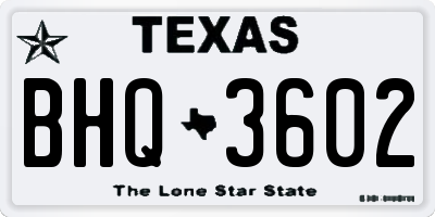 TX license plate BHQ3602