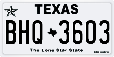 TX license plate BHQ3603