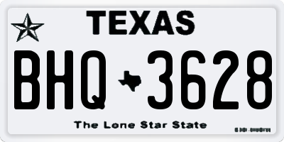 TX license plate BHQ3628