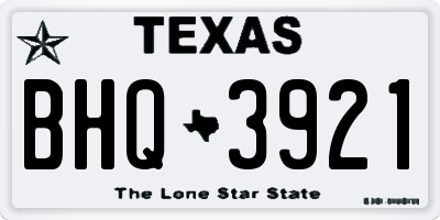 TX license plate BHQ3921