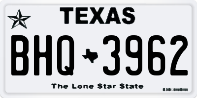 TX license plate BHQ3962